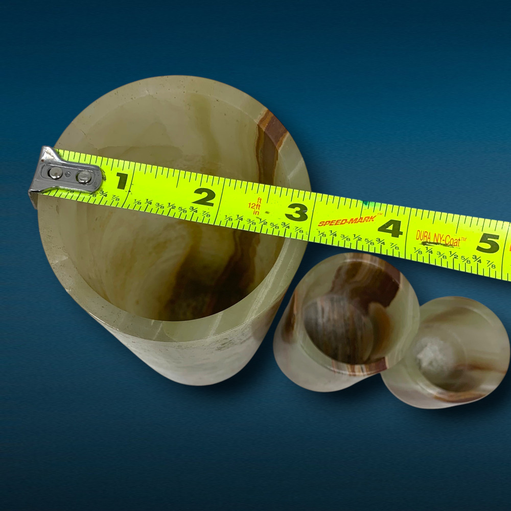 Lot 3 Vintage Natural Banded Onyx Stone Bud Vases Decorative Vessels Mid Century - Picture 9 of 10
